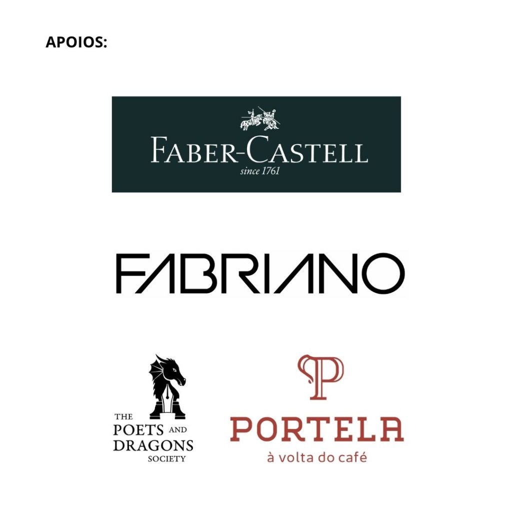 Logotipos - Apoio às Jornadas de Arte e Educação: Faber-Castell; Fabriano; Poets and Dragons Society; Portela Cafés.